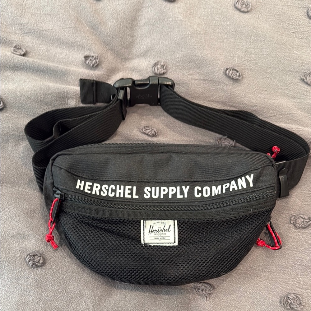 Herschel Supply Company Black Belt Bag with Red Accents